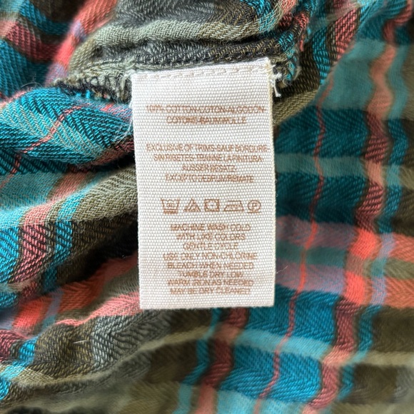 Free People One Of The Guys Green Plaid Cotton Button Down Shirt Oversized Boho - Picture 9 of 10